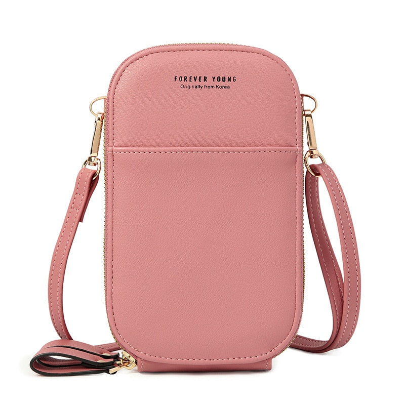 Designer-Handytasche Mini-Umhängetasche für Frauen, zwei Schichten, Umhängetasche, Pu-Leder, Damen, kleine Crossbody-Geldbörse