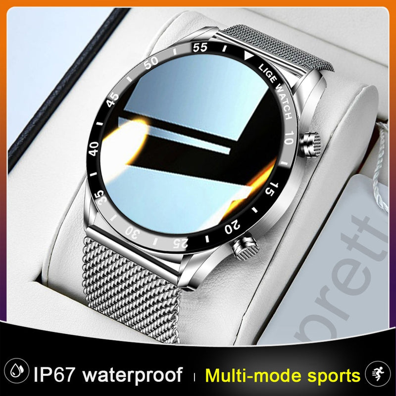 LIGE 2021 Neue Smart Watch Männer Voller Touchscreen Sport Fitness Uhr IP68 Wasserdicht Bluetooth Für Android ios Smartwatch Herren