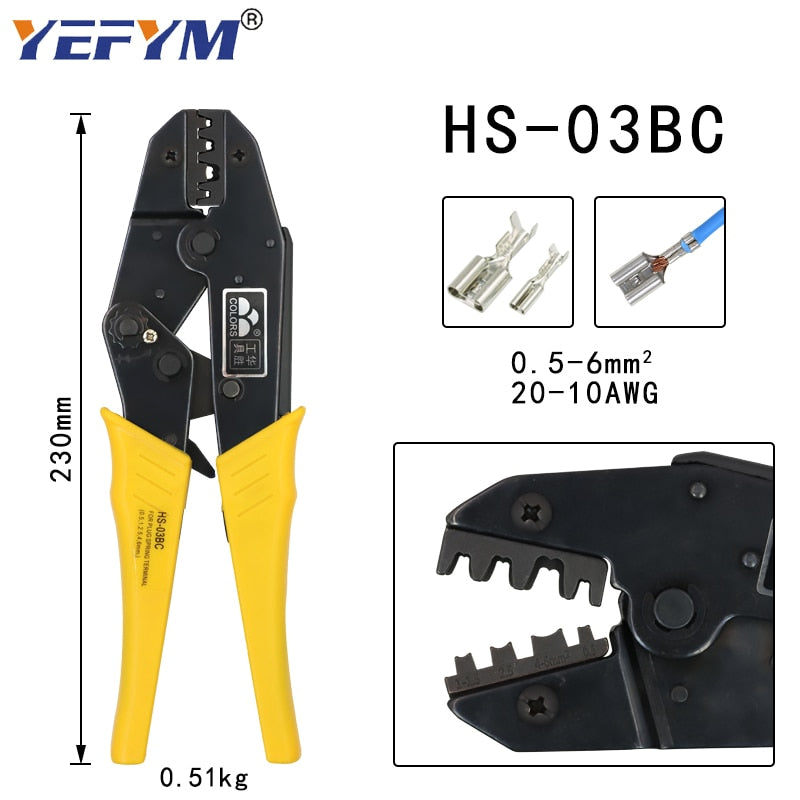 Alicates de engaste Herramientas de abrazadera Tapa/Kit de terminales de cable coaxial 230 mm HS-40J Multifuncional YEFYM Acero al carbono Multifuncional