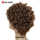 Wignee Kurzes Haar Synthetische Perücken Afro Kinky Curly Hitzebeständig für Frauen Gemischte Braune Cosplay Afrikanische Frisuren Tägliche Haarperücke