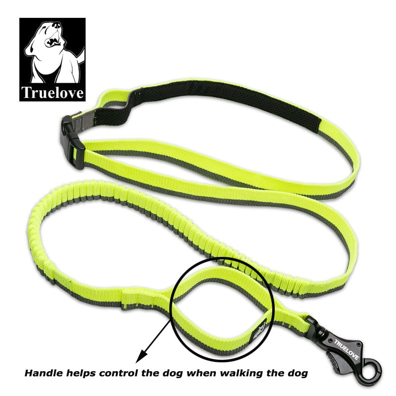 Truelove Dog Running Bungee Leash Hand-Held Waistworn Ajustable Nylon Elástico Retráctil Correas para perros para correr Trotar Caminar