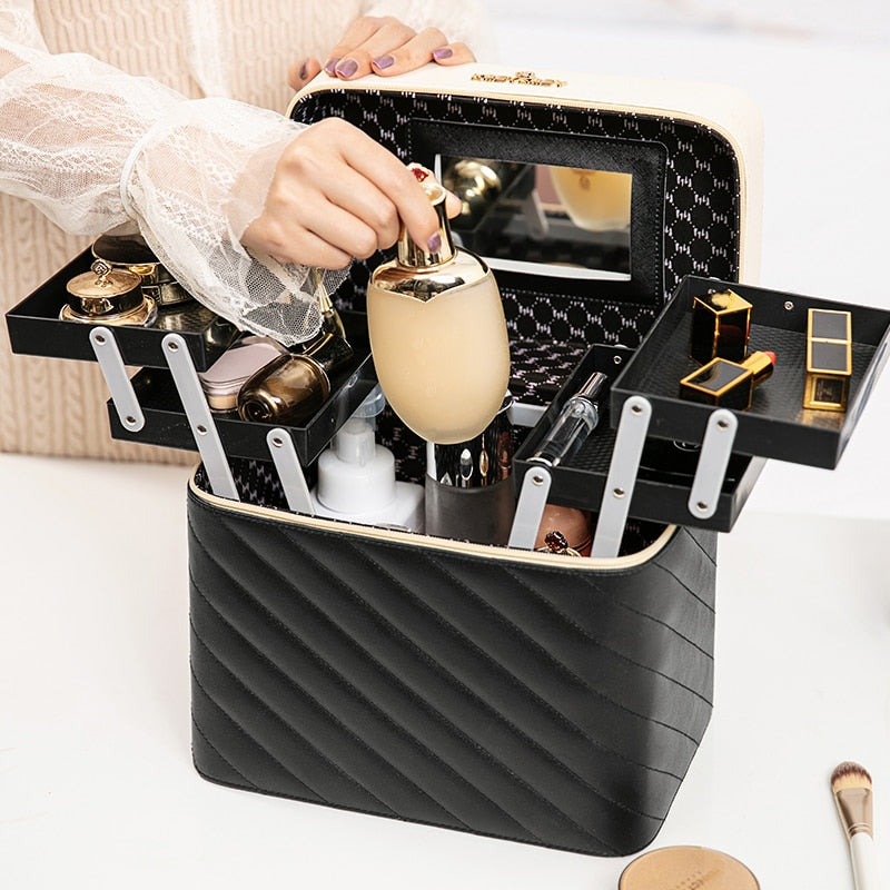 New Makeup Bag Fashion Toiletry Cosmetic  Storage Box Portable travel Make Up Suitcase