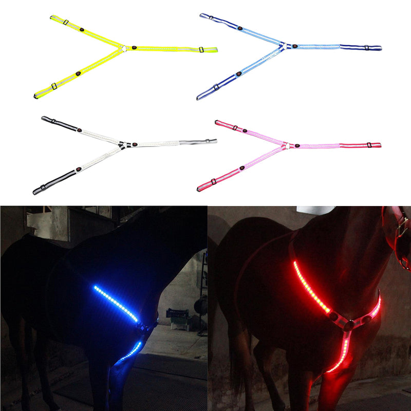 Hi Viz LED-Vorderzeug für Pferde, Halfter, Kopfgeschirr, verstellbarer, reflektierender Reitvorderzeug-Kragenriemen