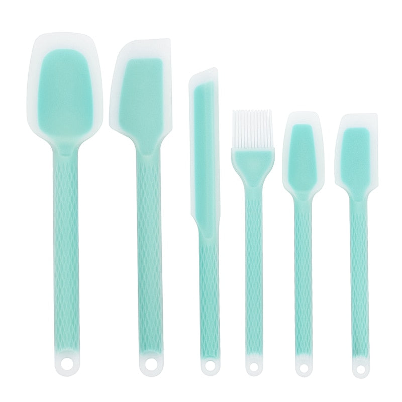 6 Pcs Kitchen Utensils Set Kitchenware Spatula Spoon Scraper Brush Tools Silicone Baking Cooking Cake Accessories