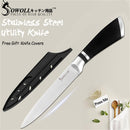 Cuchillo de cocina SOWOLL, herramientas hechas a mano, cuchillo de acero inoxidable, cuchillo de cocina japonés de 7 pulgadas, cuchillo de Sushi de salmón Santoku, regalo