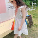 Humor Bär Sommer neue ärmellose süße Mädchen Kleid Kleinkind Kind Prinzessin Party Kleid Druck zurück Schleife Baby Kinderkleidung