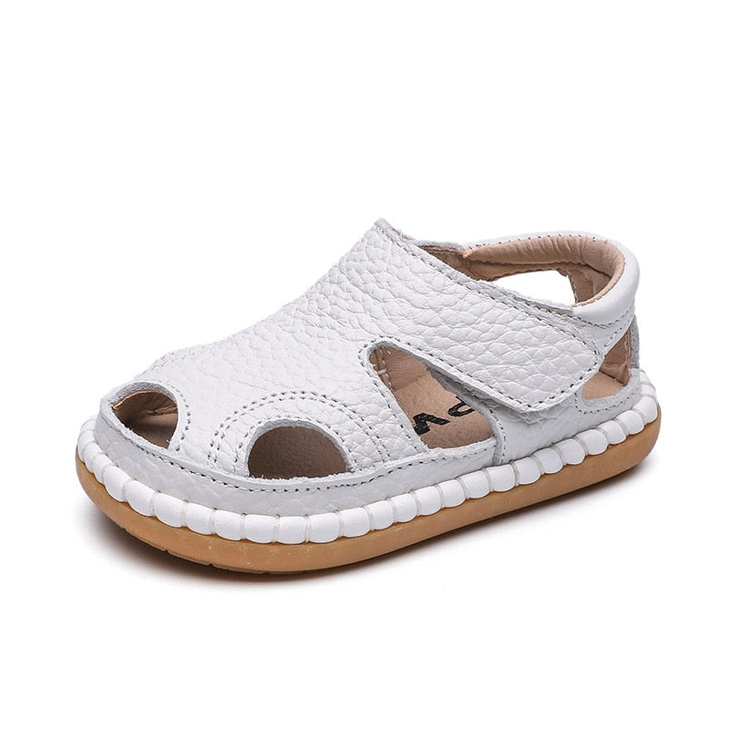 Summer Infant Sandals Baby Girls Boys Anti-collision Toddler Shoes Soft Bottom Genuine Leather Kids Children Beach Sandals