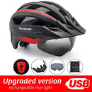 Victgoal casco de bicicleta LED montaña carretera USB recargable luz casco de ciclismo para hombre visera gafas hombres MTB bicicleta casco