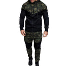 Männer Kausal Camouflage Patchwork Sets Camo Reißverschluss Jacke + Hose 2PC Trainingsanzug Sportwear Hoodies Sweatshirt Hosenanzug Plus Größe