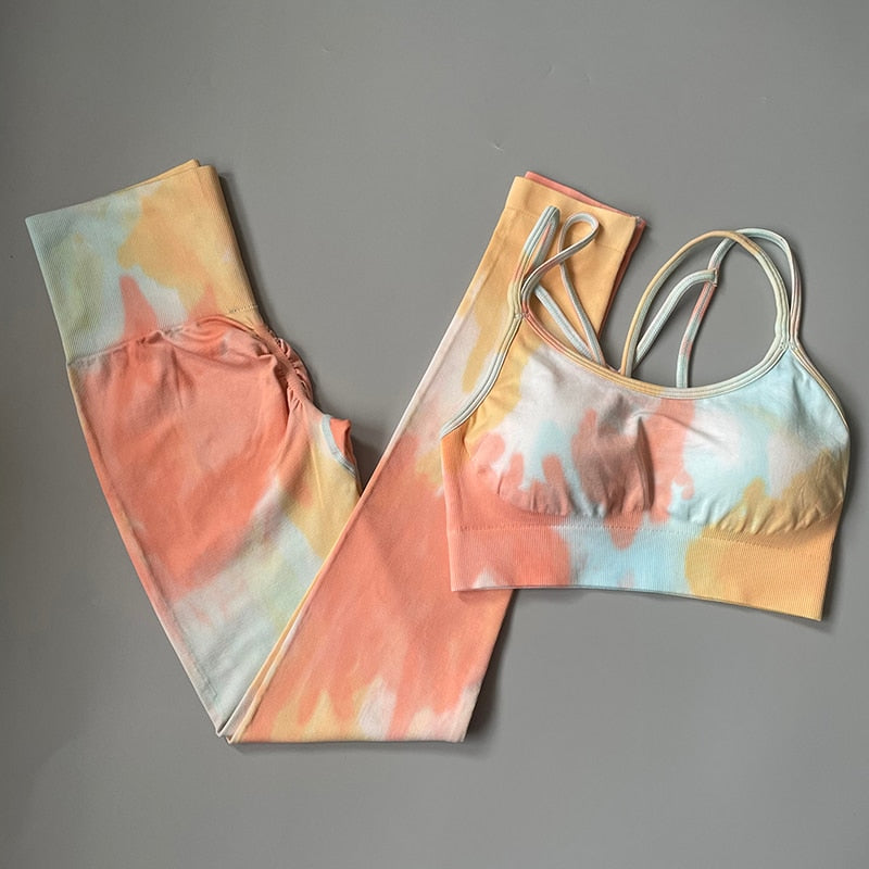 Conjunto de Yoga sin costuras para mujer, 2 uds., ropa deportiva para entrenamiento, gimnasio, fitness, sujetador deportivo, mallas de cintura alta, trajes deportivos 2021