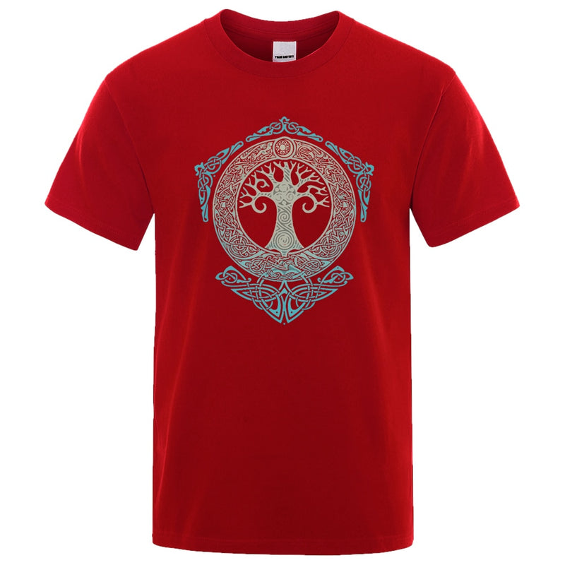 Yggdrasil T-Shirt Weltbaum Männer Tops Modemuster T-Shirt 2022 Sommer Marke T-Shirt Odin Aesir Nordische Mythologie Herren T-Shirt