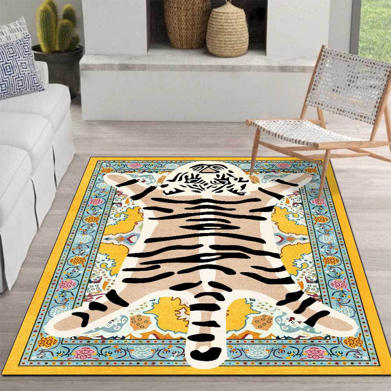 Cartoon Tiger Skin Rug Persian Living Room Floor Mat 120x160cm Bedroom Bedside Carpet Kitchen Non-slip Floor Mat Area Rug