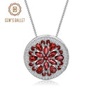 GEM'S BALLET 11.65Ct Natural Red Garnet Gemstone Earrings Ring Set 925 Sterling Silver Round Jewelry Set For Women Wedding