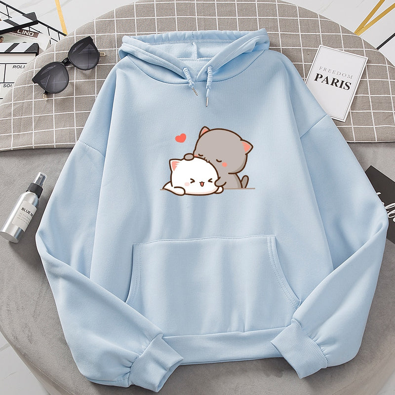 Women Autumn Hoodie Sweatshirts Korean Fashion Hoody for Ladies Kawaii Anime Jumper Streetwear Plus Size Sweatshirts Couple