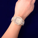 Reloj de hombre con letras de burbujas, reloj de cuarzo de hielo, Baguette de lujo, diamantes de imitación, resistente al agua, reloj masculino, tendencia 2021