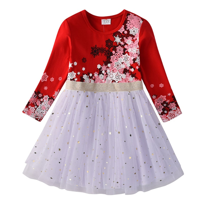 VIKITA Kids Heart Dresses Children Autumn Long Sleeve Vestidos Kids Casual Dress Toddler Mesh Tulle Dresses Children Clothing