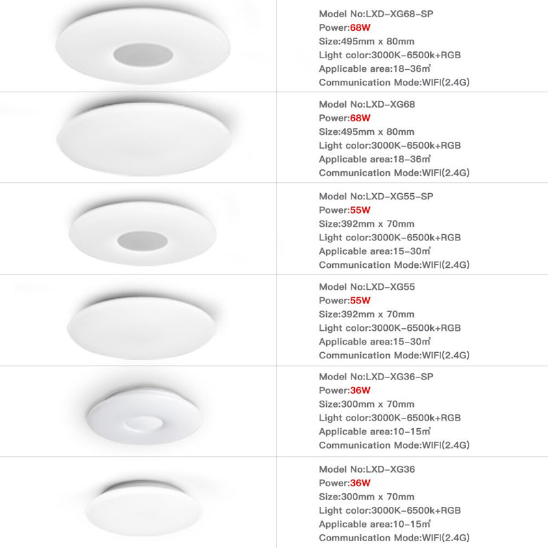 OFFDARKS Smart LED Ceiling Lights WIFI Voice Control APP Control RGB Dimming Bluetooth Speaker Ceiling Lamp Kitchen Living Room