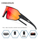 COMAXSUN Polarisierte Fahrradbrille 5 Linsen MTB Rennrad Sport Spiegel Sonnenbrille Reitbrille Anti-UV400 Fahrradbrille