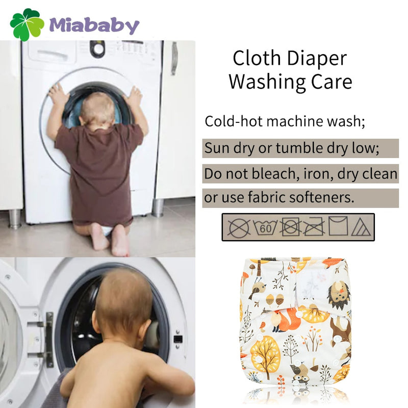 Miababy Hook&amp;Loop OS Taschen-Stoffwindel, mit einer Tasche, wasserdicht und atmungsaktiv, für 3-15 kg Babys