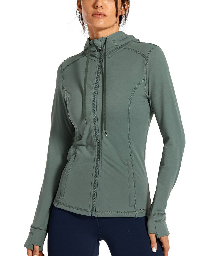 Sportbekleidung Damen Sportjacke Damen matt gebürstet Full Zip Hoodie Mäntel Oberbekleidung mit Kapuze Workout Sportjacken Taschen