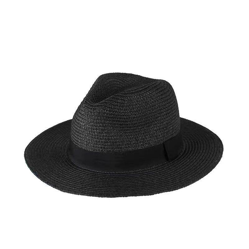 New Summer unisex Ribbon sun hat casual vacation Panama Topper hat straw hat women Beach jazz men hats Foldable Chapeau