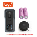 Tuya Wireless WiFi 1080P Video Türklingel mit Batterie USB Chime Kompatibel mit Google und Alexa, Wasserdichte Türklingel Smart Life