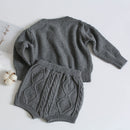 Marke Baumwolle Jungen Mädchen Baby Strickpullover Strickjacke + Shorts Anzug Neue 2021 Herbst Winter Kinder Kleidung Baby Kleidung Anzug