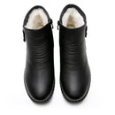 GKTINOO 2022 Damen Schneestiefel Winter Flache Absätze Stiefeletten Damen Warme Plateauschuhe Leder Dicker Pelz Booties
