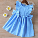 Humor Bär Sommer neue ärmellose süße Mädchen Kleid Kleinkind Kind Prinzessin Party Kleid Druck zurück Schleife Baby Kinderkleidung