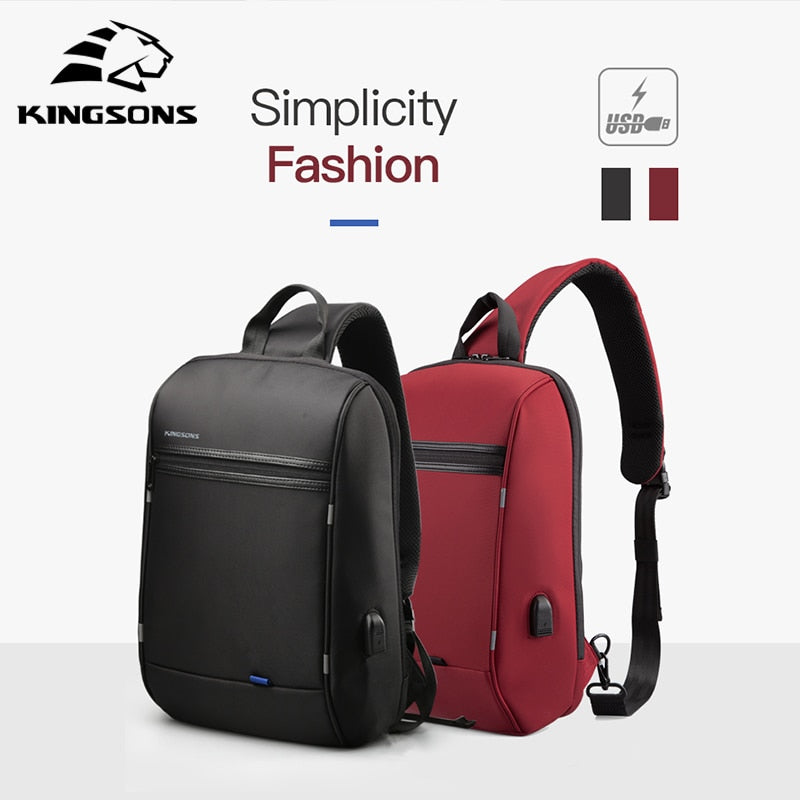 Kingsons, mochila impermeable mejorada para ordenador portátil de un solo hombro para hombres, uso diario para adolescentes, portátil, viajes, negocios