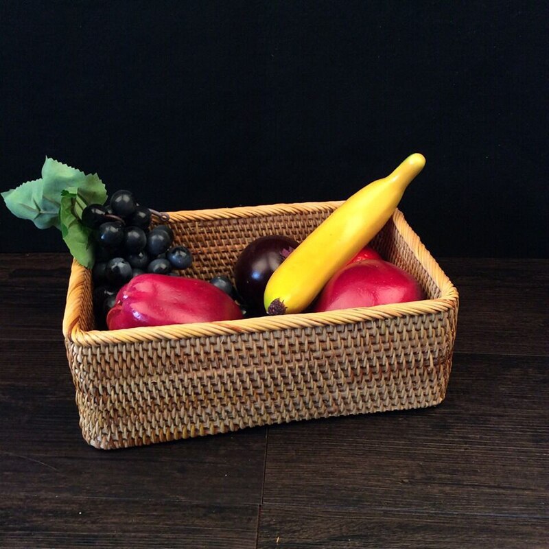 Hand-woven Rattan Basket Storage Box Baskets For Organizing Vegetable Fruit Storage Box Organizer Cestas De Almacenamiento De