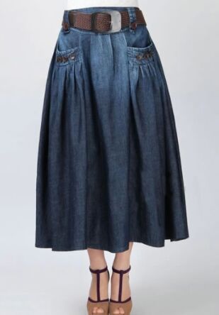 TIYIHAILEY Free Shipping Fashion Denim All-match Loose Casual Jeans Skirt Elastic Waist Long Skirt For Women With Belt S-3XL