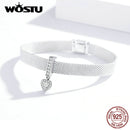 WOSTU 925 Sterlingsilber-Kreis-Charme-runder CZ-Korn-Korn-Klipp passte ursprüngliches Reflexions-Charme-Armband-Schmuck-Zubehör CQX101