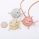 TOPGRILLZ, colgante de tiburón de tamaño pequeño, colgante de Zirconia cúbica con diamantes, collar de Hip Hop para hombres y mujeres, joyería de regalo de moda