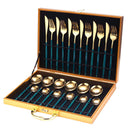 24-teiliges Gold-Geschirr-Set, Edelstahl-Geschirr-Set, Messer, Gabel, Löffel, Luxus-Besteck, Geschenkbox, Besteck, spülmaschinenfest