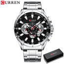 CURREN Fashion Causal Sports Herrenuhren Edelstahlband Chronograph mit leuchtenden Zeigern Armbanduhr Quarzuhr 8363