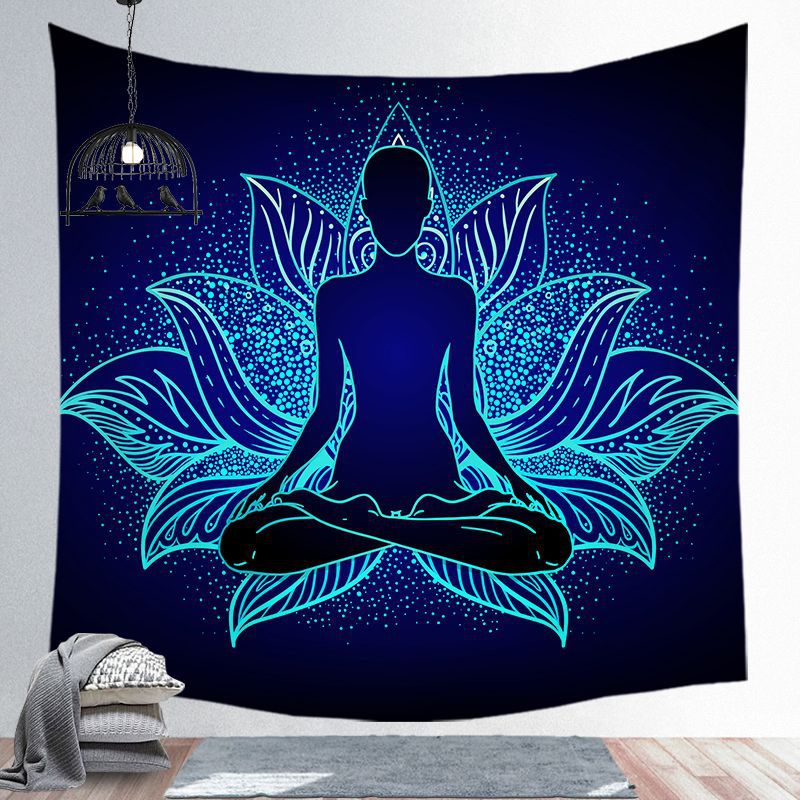 Indian Buddha Statue Meditation 7 Chakra Tapestry Wall Hanging Mandala Tapestries Wall Cloth Psychedelic Yoga Carpet Boho Decor