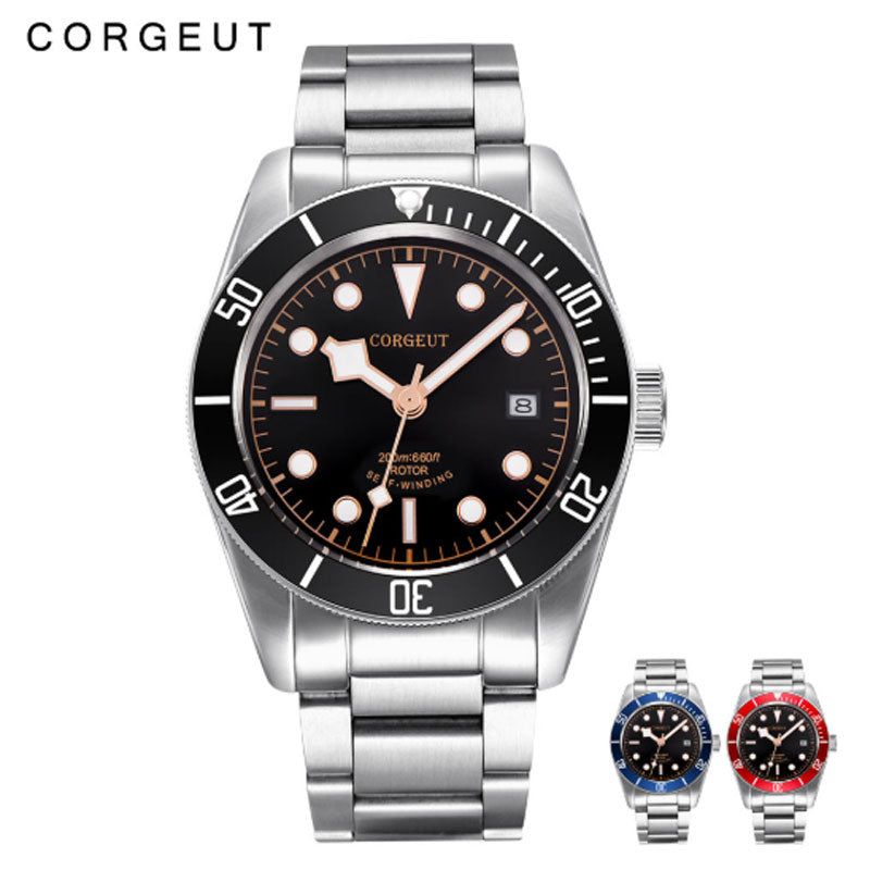 Corgeut Luxury Brand Black Dial Men NH35 Miyota Automatic Mechanical Watch Military Sport Swim Steel Mechanical Wrist Watches