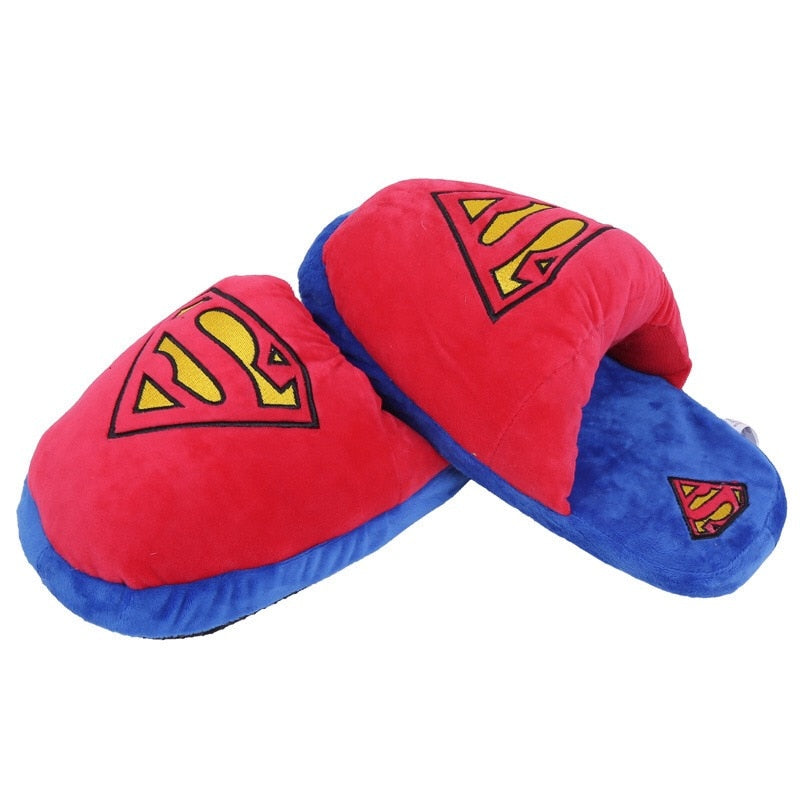 4 Styles Available Anime Cartoon Superhero Slippers Plush Indoor Slippers For Adults Women Men Winter Home Slippers