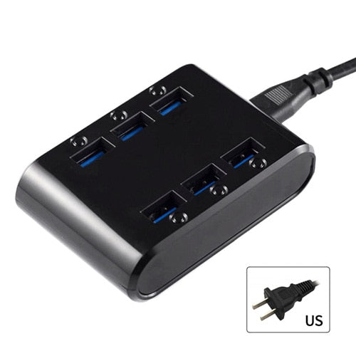 PUJIMAX EU/US/UK Stecker 24W 4.8A 6-Port USB Ladegerät Hub Power Station Handy Ladegerät für Samsung Huawei LG Iphone Adapter