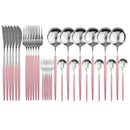 JANKNG 30-teiliges Schwarz-Gold-Geschirr-Set, Edelstahl-Besteck-Set, Kuchengabel, Löffel, Messer, Besteck, Geschirr-Set, Besteck-Set