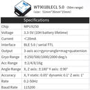 BWT61CL Hochpräziser Bluetooth-Beschleunigungsmesser + Gyroskop + Winkel (XYZ, 100 Hz), 6-Achsen-MPU6050-AHRS-Neigungsmesser, Unterstützung für PC/Android