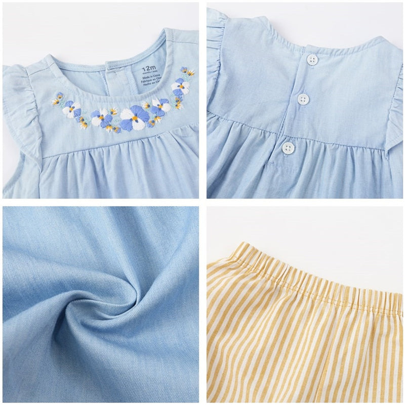 Summer Dresses 2023 Baby Girl Clothing Set Cotton Home For Baby Girl Clothes , 15 Colours Short Unicorn Infant Clothing Suit