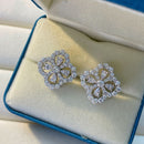 OEVAS 100% 925 Sterling funkelnder Volldiamant mit hohem Kohlenstoffgehalt, aushöhlen, vierblättriges Kleeblatt, Ohrstecker für Frauen, edles Schmuckgeschenk