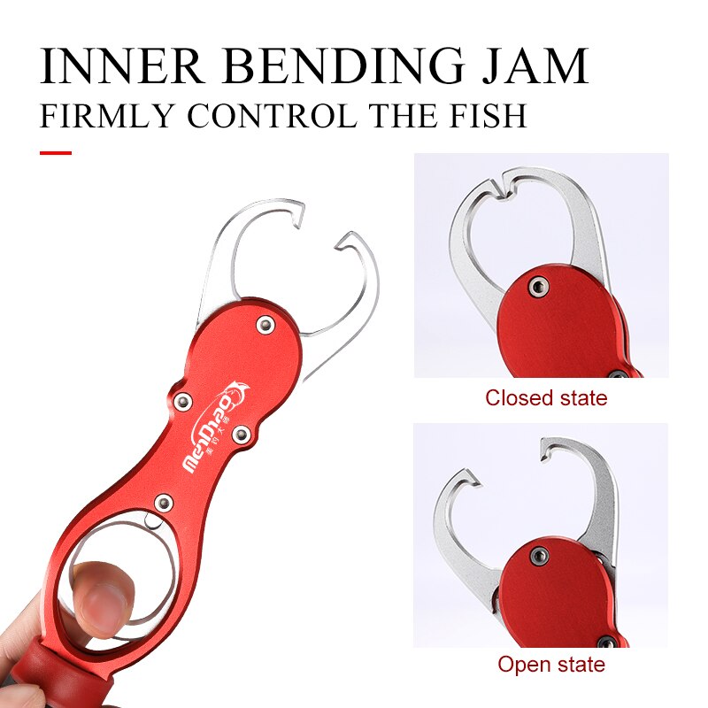 Knots Tool Lip Grip with Scale Catch Fishing Tool Fish Control Clamp Tackle Holder Anti Slip Clip Rope Lip Grip Pliers Aluminum