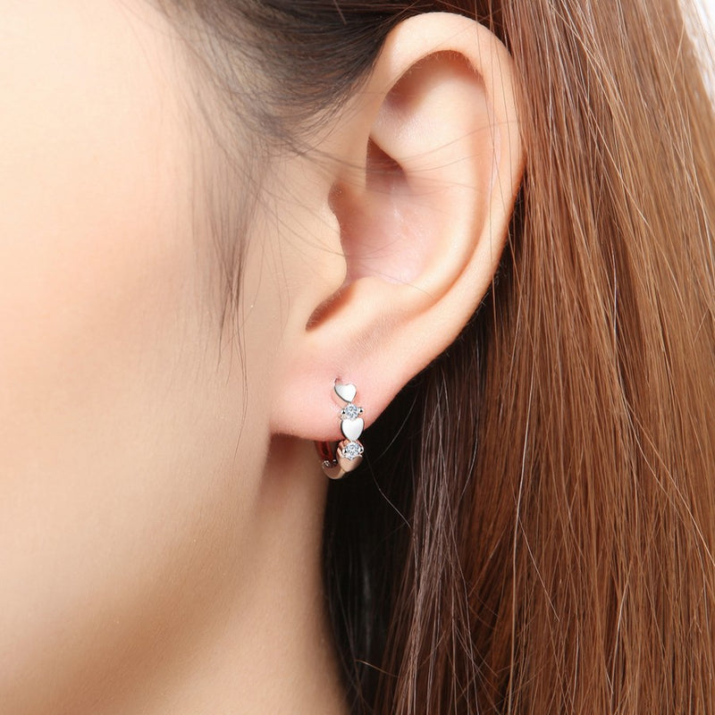 Personality Sweet Heart Hoop Earrings Jewelry Clear Micro CZ Zircon   Earring for Women Girl brincos Bijoux