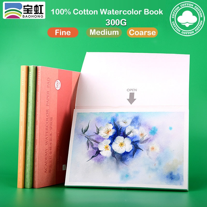 Cuaderno de bocetos de acuarela de algodón 100% 300g/m2 Papel de dibujo de Color de agua libro Papel de transferencia de estudiante Papel Para Acuarela suministros de arte