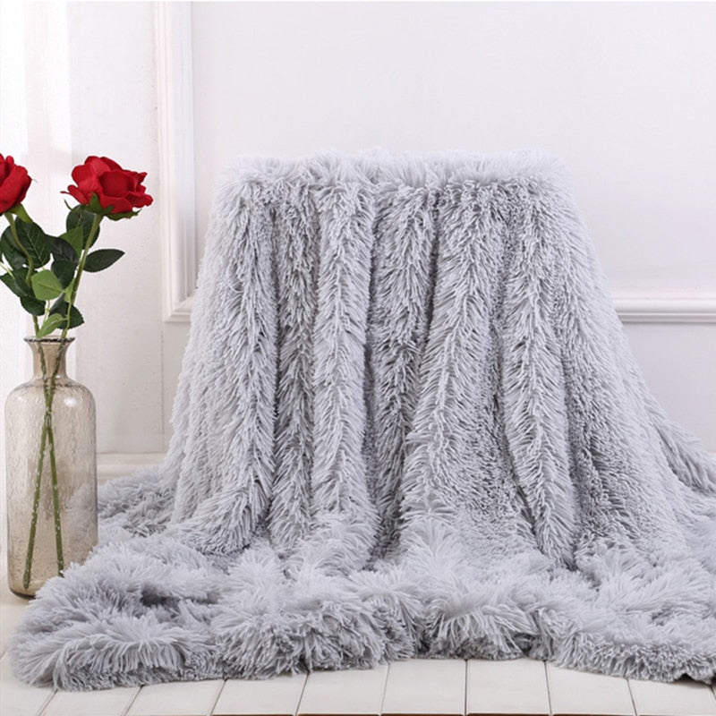 Ropa de cama suave y cálida, manta de felpa esponjosa de piel sintética para cama, sábana, decoración del hogar, manta cómoda