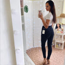 Pencil Jeans Damen Vintage Hohe Taille Röhrenjeans Jeans Stretch Jeans Boyfriend Mom Jeans Schwarz Grau