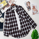 Plaid Shirts Women Top And Blouses Long Sleeve Oversized Cotton Ladies Casual Blusas One Pocket Loose Female Checked Shirt 2022
